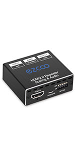 HDMI Splitter 1x2 4K 60Hz 1080P 120Hz 4:4:4 HDR D-olby Vision Atmos Scaler 4K 1080P for Dual Monitors,Firmware Upgrade HDMI 2.0 Splitter 1 in2 out HDCP2.2 PS5 Scaler EDID Switch USB Power ESD SP12H2