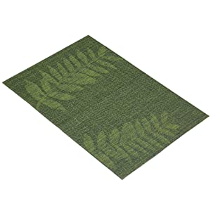KitchenCraft KCPMBLU15 Woven Vinyl Placemat, 45 x 30 cm (17.5" x 12") – Green Leaf