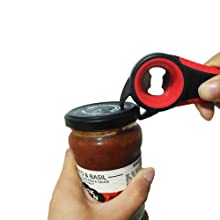 Latest Jar Opener Bottle Opener for Weak Hands Arthritis Elderly and Children with Silicone Jar Opener Grip (Red and Black)