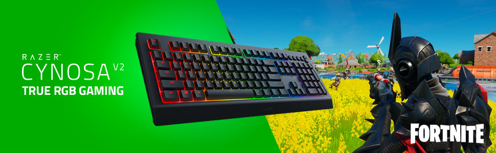 Razer Cynosa V2 - Membrane Gaming Keyboard (Keyboard with Soft Spring-Loaded Keys, Media Keys, Cable Management, Fully Programmable, RGB Chroma Lighting) UK Layout | Black
