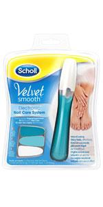 Scholl Velvet Electronic Nail Care System, Blue