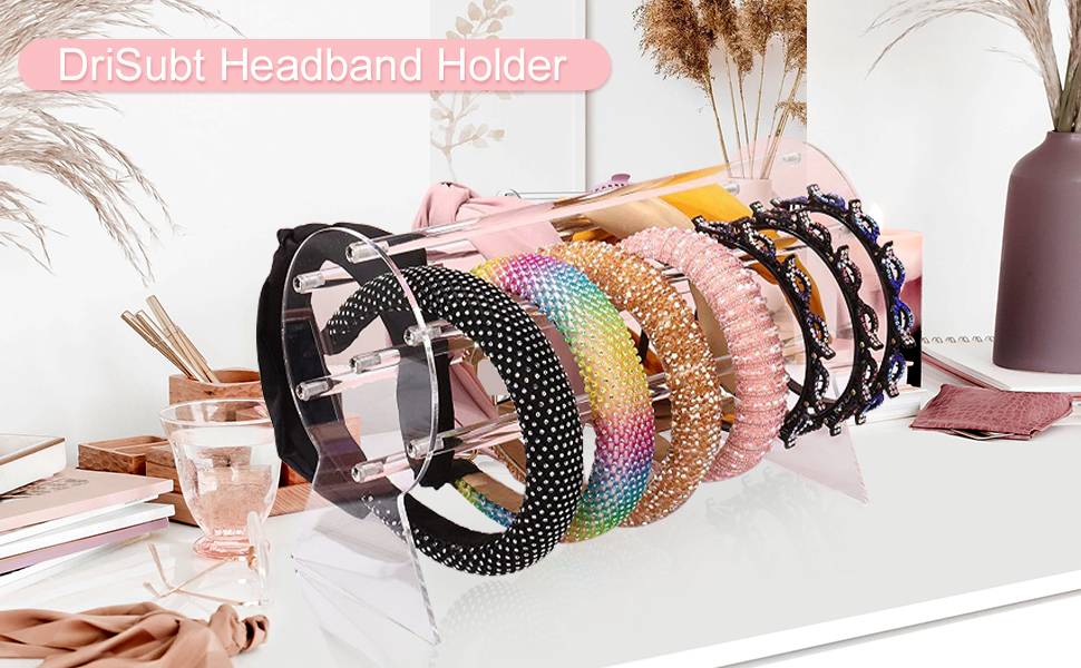 DriSubt Acrylic Headband Holder Headbands Display Stand Hairband Jewelry Storage Rack Hair Hoop Organiser for Women and Girls