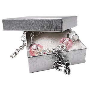 Girls Magical Unicorn Sparkly Crystal Silver Plated Charm Bracelet with Gift Box Set Birthday Gifts and Birthday Jewellery for Girls