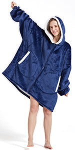 Oversized Blanket Hoodie for Women, Zip Up Hooded Sherpa Wearable Blanket, Giant Fluffy Fleece Jumper Hoodie Sweatshirt for Adults