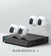 Reolink 4K PoE Security Camera System H.265, 4pcs 8MP Person/Vehicle Detection Wired Outdoor PoE CCTV IP Cameras and 8CH NVR with 2TB HDD for 24/7 Recording Night Vision Audio, RLK8-820D4-A