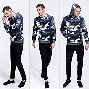 MANLUODANNI Men's Pullover Fleece Sweatshirt Camouflage Hoodies